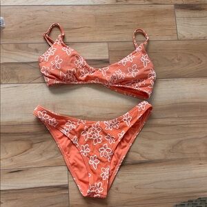 Vibrant Floral Bikini Set in Orange